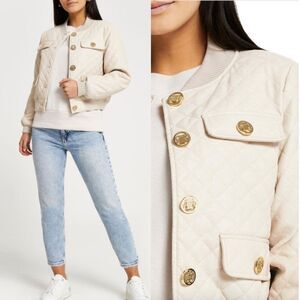 River Island Diamond Quilted Bomber Jacket